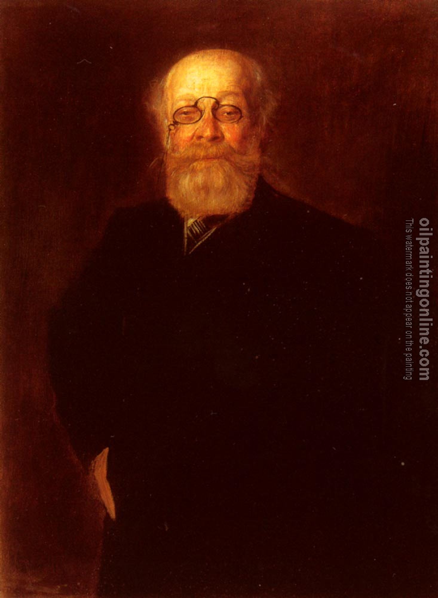 Franz von Lenbach - Portrait Of A Bearded Gentleman Wearing A Pince Nez
